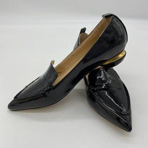 FSJ Black Pointy Toe Low Heel Loafers for Women